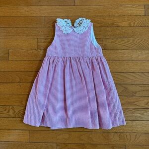 Ralph Lauren Pink Striped Dress with Lace Detail